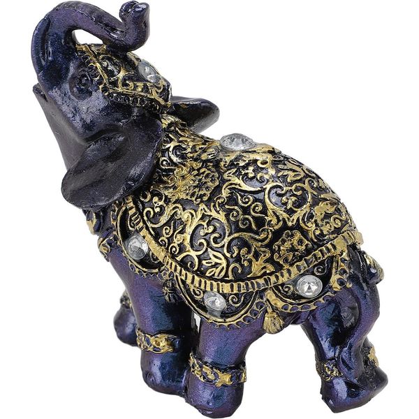 Elefante Figurina Resina Feng Shui Ricchezza Fortuna Elefante Statua Ornamento Decorativo Per Casa Regalo D'inaugurazione Blu S-image