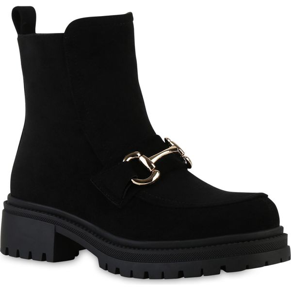 Van Hill Stivaletti Classici Leggermente Foderati Da Donna Scarpe Con Suola Profilata 841821, Colore: Nero, Taglia: 36-image