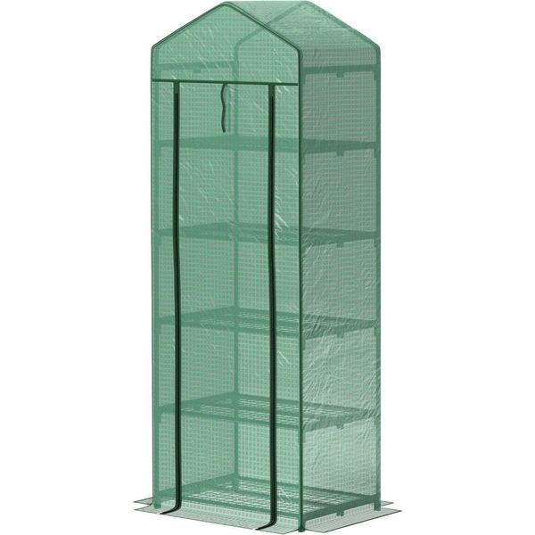 Serra Con Porta Scorrevole, Ripiani, Serra In Pellicola Resistente All'inverno In Acciaio, Serra Per Balcone, Giardino, Serra Per Pomodori 69 X 49 X 193 Cm, Serra Per Pomodori, Verdure, Fiori, Verde-image