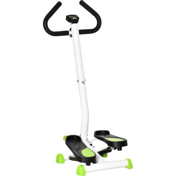 Stepper Fitness Swing Stepper Con Schermo Lcd E Maniglia Home Trainer Per Casa Fino A 100 Kg Acciaio Abs Verde 55 X 44 X 108 Cm-image
