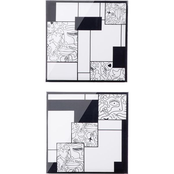 Gilde Bild, Abstraktes Motiv, Leinwand, Schwarz, Weiß, Ve 6, 2 StüCk Wie Abgebildet, L. 2 Cm, B. 30 Cm, H. 30 Cm 38427-image