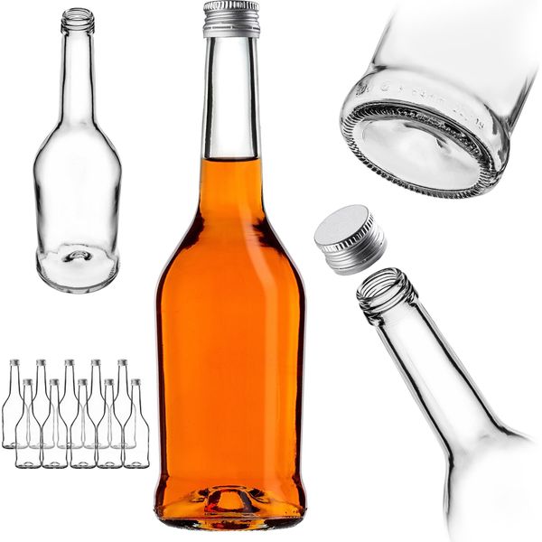 Bottiglie Per Liquore Kadax 500Ml, 10 Pezzi, Bottiglie Vuote Per Il Riempimento Di Olio, Aceto, Liquore, Vino E Grappa, Bottiglie Di Vetro, Bottiglie Di Grappa, Bottiglie Di Succo (Argento)-image