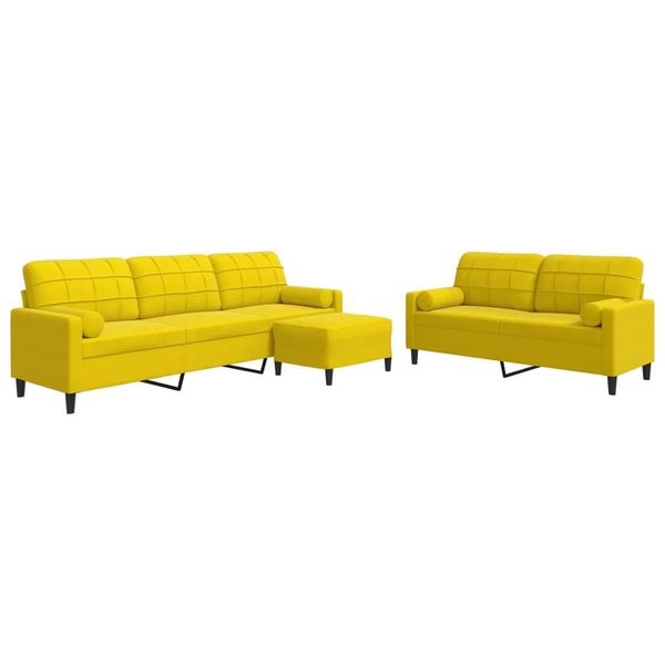 Syfax™ Set Di Divani 3 Pz Con Cuscini E Rinforzi Giallo In Velluto-image
