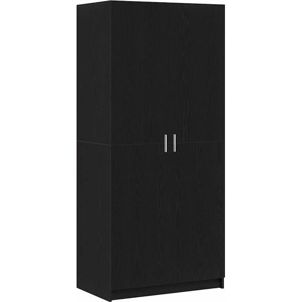 Syfax™ Guardaroba Rovere Nero 80 X 50,5 X 180 Cm Legno Multistrato-image