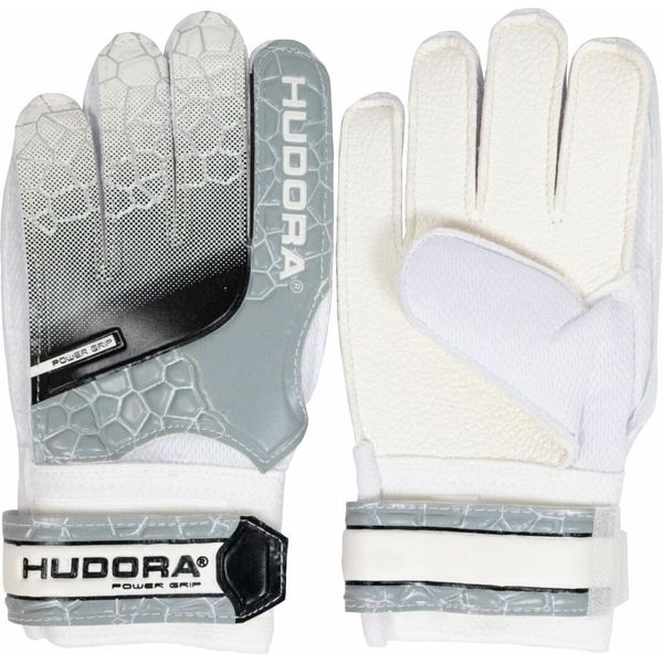 Hudora Guanti Da Portiere - Guanti Da Portiere Imbottiti Per Bambini E Ragazzi In Taglia M - Dorso In Schiuma - Guanti Da Calcio Con Chiusura In Velcro - Grigio-image