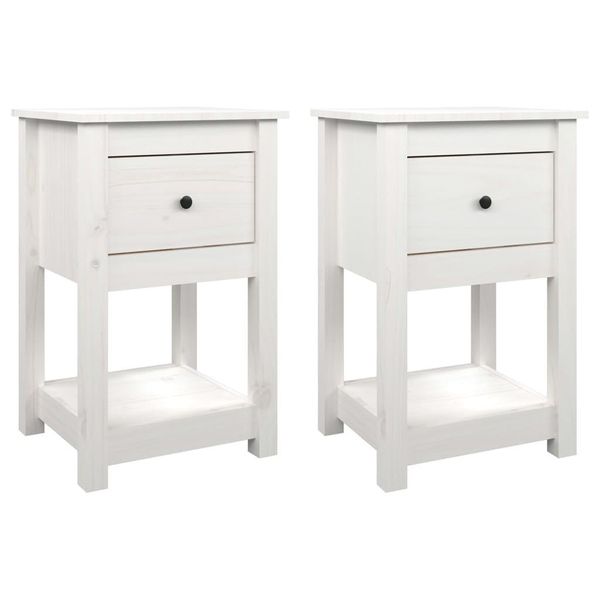 Syfax™ Comodini 2 Pz Bianca 40X35X61,5 Cm In Legno Massello Di Pino-image