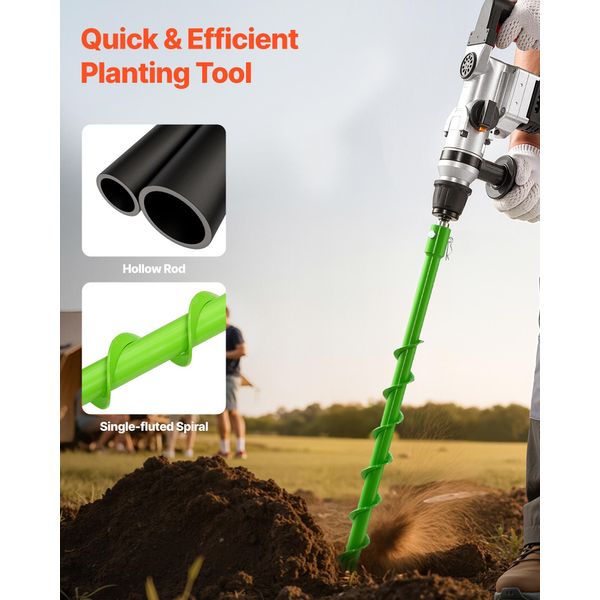 Succebuy Coclea Per Macchine Perforatrici, Utensile Da Giardino Ø 40X790 Mm, Adatto A Coclee Con Diametro Interno Di 20 Mm, Coclea Per Pali, Coclea Per Terreno, Strumento Di Scavo Per Lavori Di Semina E Perforazione-image