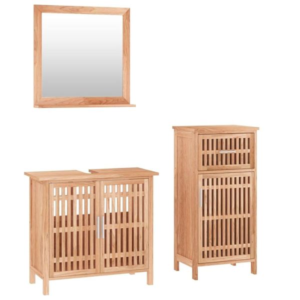 Syfax™ Set Mobili Da Bagno 3Pz In Legno Massello Di Noce-image