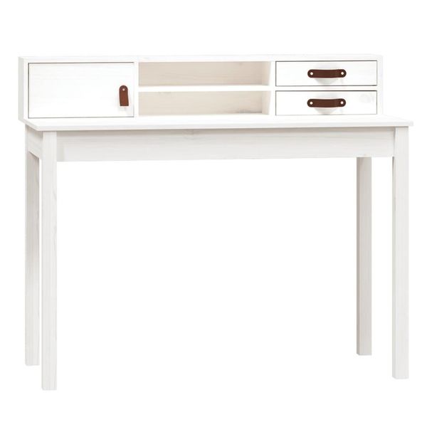 Syfax™ Scrivania Bianca 110X50X93 Cm In Legno Massello Di Pino-image