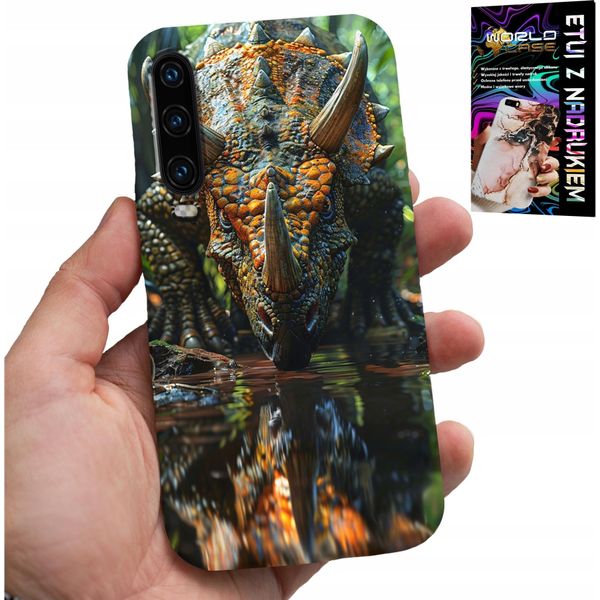 Custodia Per Huawei P30 - Custodia Per Dino Dinosauro Triceratopo-image