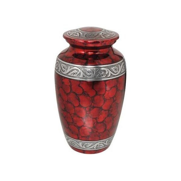 Urna Xxl In Metallo - 3,5 Litri - Per Ceneri Umane E Animali - Elegante Urna Decorativa Rossa-image