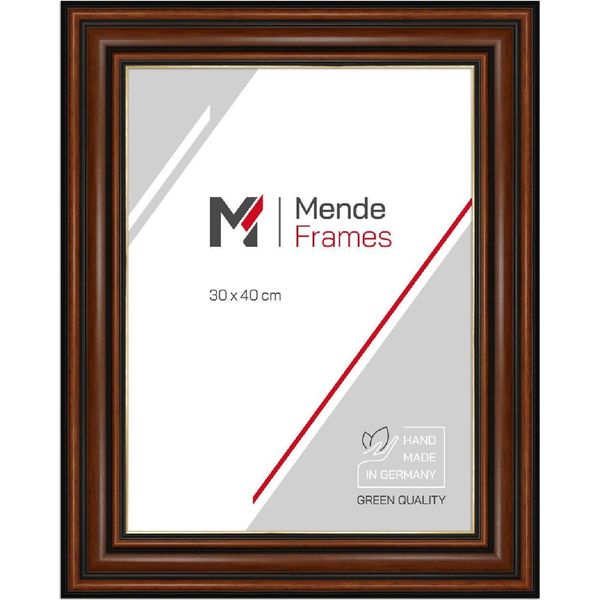 Mendeframes Cornice In Legno H017 Noce Con Bordo Dorato 15X20 Cm Vetro Museo-image