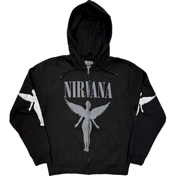 Nirvana - Felpa Con Cappuccio "Utero Mono"" Con Zip A Tutta Lunghezza Per Uomo/Donna Unisex RO14927 (S) (Antracite)"-image
