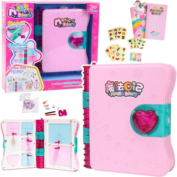 Diario Segreto Con Lucchetto, Chiave, Scomparto Nascosto, Rosa-image