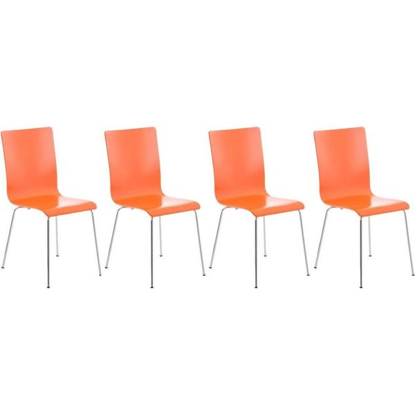 Set Di 4 Sedie Per Visitatori - Sedie Da Attesa - Comfort Ergonomico | Colore: Arancione-image