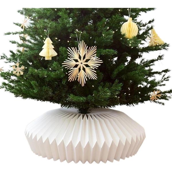 Collare Per Albero Di Natale A Nido D'ape, Anello Pieghevole Per Albero Di Natale In Carta, Gonna A Cesto Per Alberi Di Natale Artificiali-image