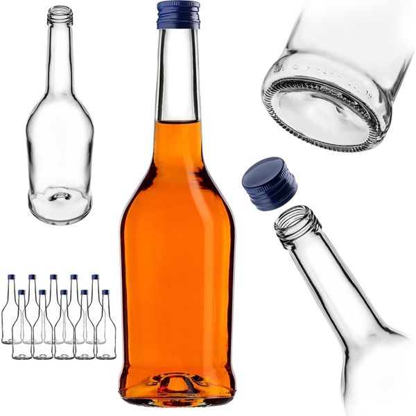 Bottiglie Per Liquore Kadax 500Ml, 10 Pezzi, Bottiglie Vuote Per Il Riempimento Di Olio, Aceto, Liquore, Vino E Grappa, Bottiglie Di Vetro, Bottiglie Di Grappa, Bottiglie Di Succo (Blu)-image