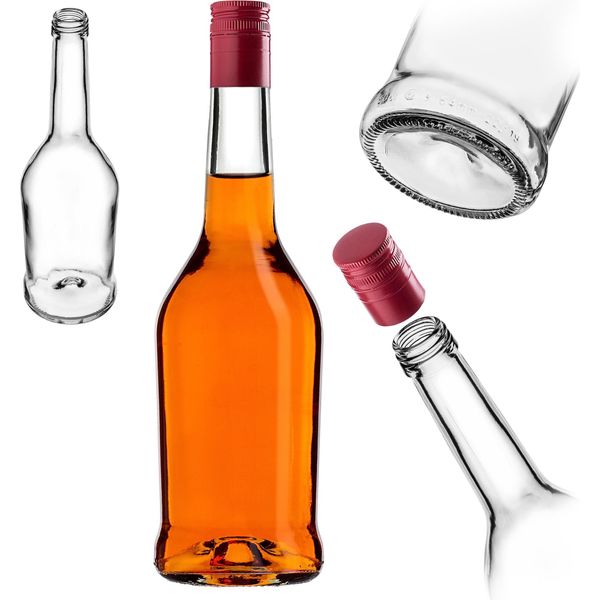 Bottiglie Per Liquore Kadax 500Ml, 1 Pezzo, Bottiglie Vuote Per Il Riempimento Di Olio, Aceto, Liquore, Vino E Grappa, Bottiglie Di Vetro, Bottiglie Di Grappa, Bottiglie Di Succo (Rosso, Lungo)-image