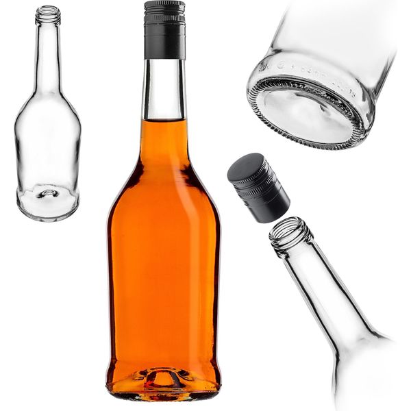 Bottiglie Per Liquore Kadax 500Ml, 1 Pezzo, Bottiglie Vuote Per Il Riempimento Di Olio, Aceto, Liquore, Vino E Grappa, Bottiglie Di Vetro, Bottiglie Di Grappa, Bottiglie Di Succo (Nero, Lungo)-image