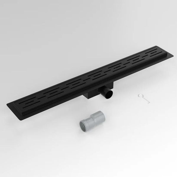 Webo Rvs Douchegoot 80 Cm Mat Zwart Con Flens Set Completo-image