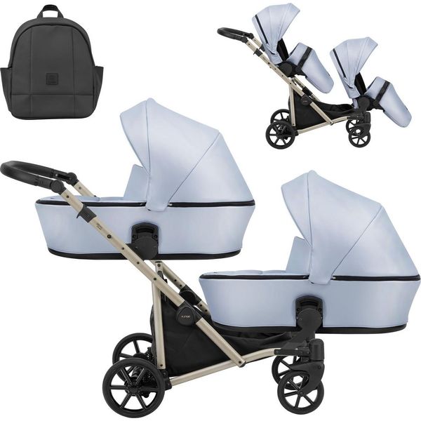 Kunert Brav Duo 2In1 In Ecopelle Azzurro Con Ruote In Gel E Telaio Champagne-image