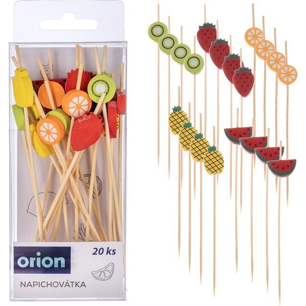 Orion | Spiedini Da Cocktail - In Bambù - 20 Pezzi - 12 Cm - Per Spuntini - Motivo Frutta - Stuzzicadenti-image