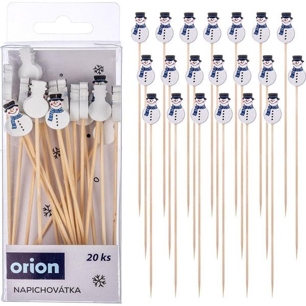 Orion | Spiedini Per Cocktail - In Bambù - 20 Pezzi - 13 Cm - Per Spuntini - Motivo Pupazzo Di Neve-image