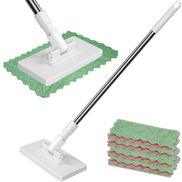 Mop In Microfibra Con 4 Panni, Mop Per Pavimenti Con Manico, Mop Con Manico Da 100 Cm - Sweepi-image