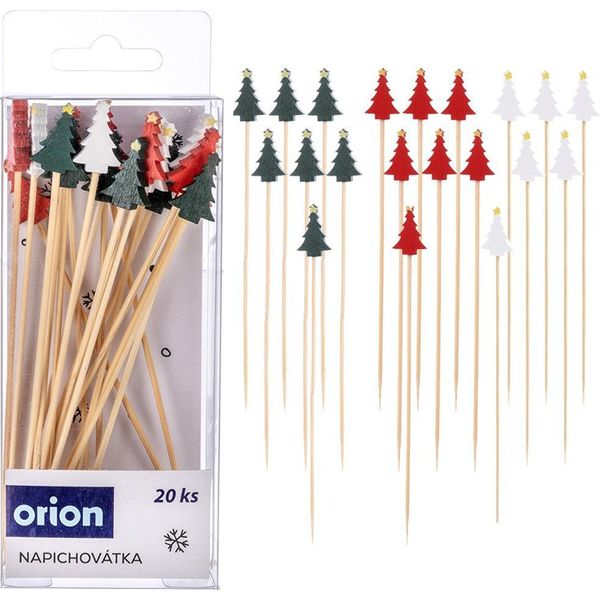 Orion | Spiedini Da Cocktail - In Bambù - 20 Pezzi - 13 Cm - Per Spuntini - Motivo Albero Di Natale-image