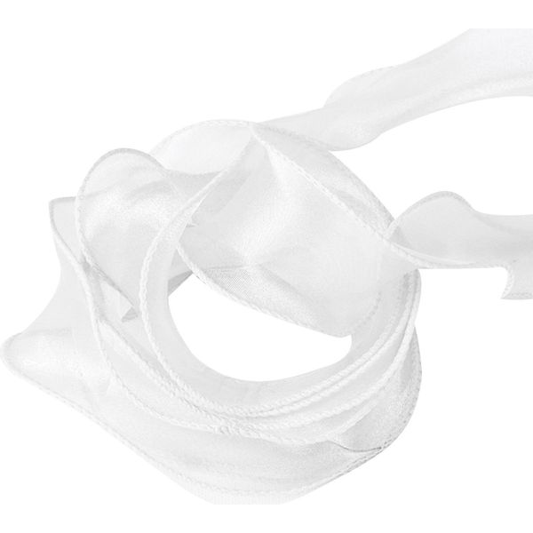 Nastro Di Raso, Bianco, 2,2 Metri, Per Fiori Artificiali, Torta, Capelli, Regalo, Decorazione-image