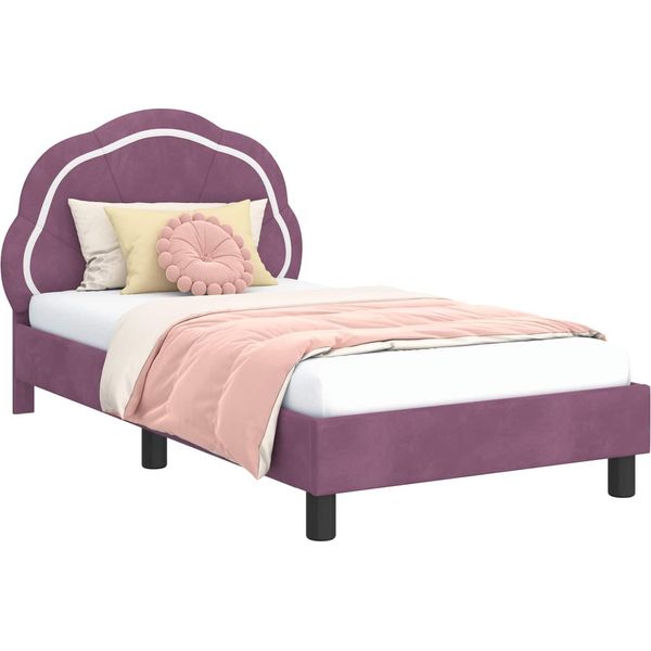 Vidaxl Struttura Letto Per Bambini Con Testiera Viola 80 X 160 Cm In Velluto-image