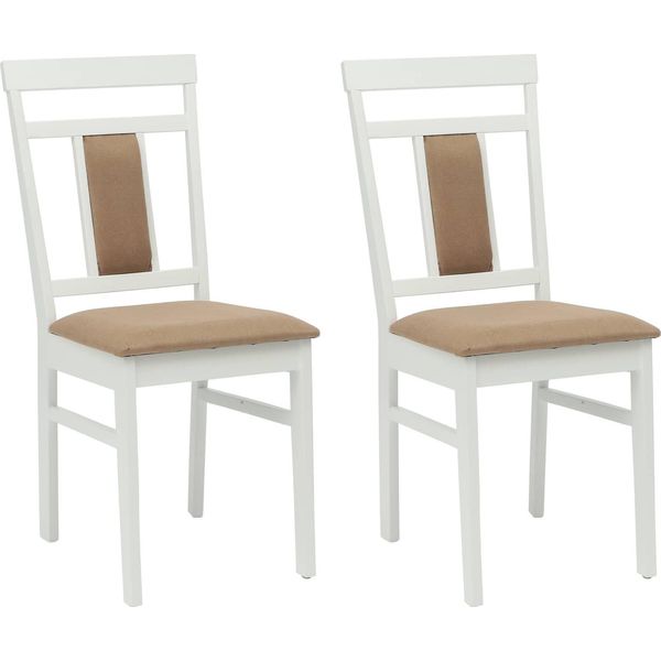 Vidaxl Sedia Da Pranzo 2 Pezzi In Legno Massiccio Bianco E Marrone-image