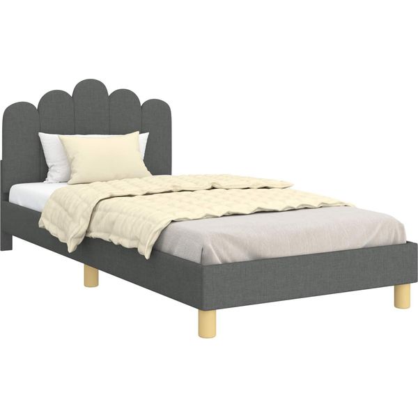 Vidaxl Struttura Letto Per Bambini Con Testiera Grigio Scuro 90 X 200 Cm Tessuto-image
