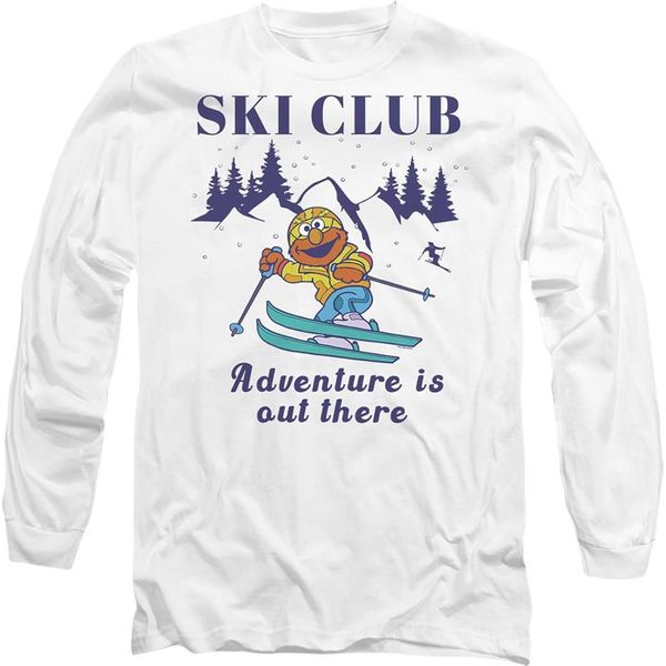 Sesame Street - Maglietta "Sci Club Adventure"" Per Uomo/Donna Unisex, Manica Lunga TV26939 (L) (Bianco)"-image