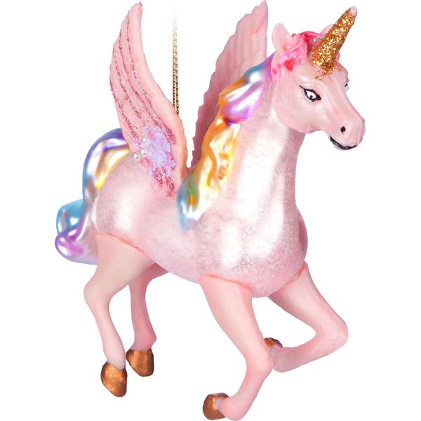 Brubaker Un Unicorno Volante - Guaina Natalizia In Vetro Con Criniera E Ali Arcobaleno - Dipinta A Mano - Divertente Statuina Per La Decorazione Dell'albero Di Natale - 13 Cm-image