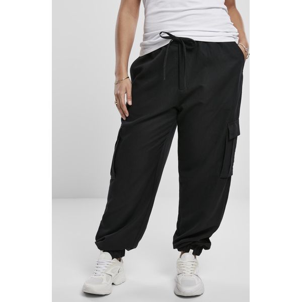 Urban Classics TB3434 | Donna Viscosa Twill Cargo Pants Pantaloni Da Jogging Donna - Colore: Nero - Taglia: Xs-image