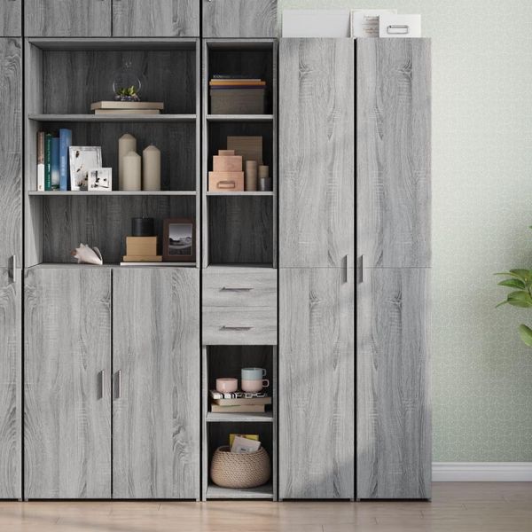 Maison Exclusive - Credenza Alta Grigio Sonoma 30X42,5X185 Cm Materiale Ligneo-image