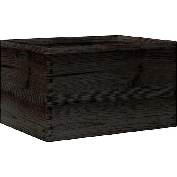 Vidaxl Scatola Di Legno Con Maniglie Nera 40X30X23 Cm In Legno Di Pino Massiccio-image