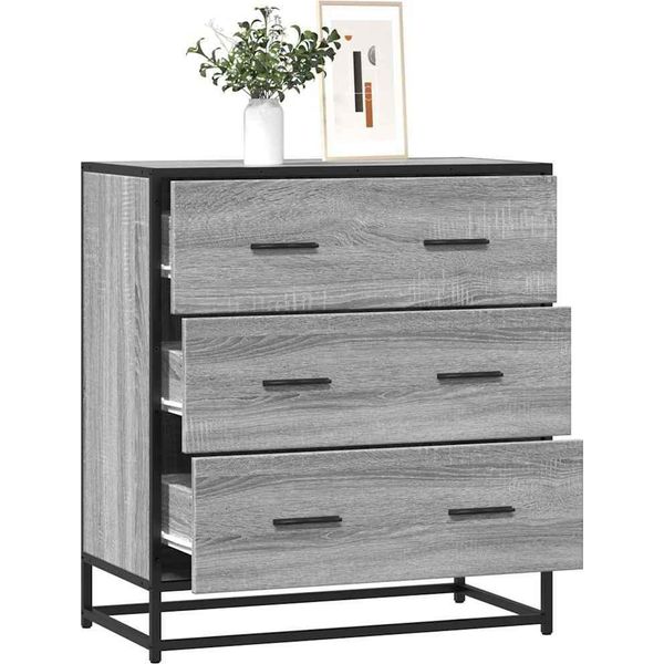 Maison Exclusive - Credenza Grigio Sonoma 68X35X76 Cm Materiale Ligneo E Metallo-image