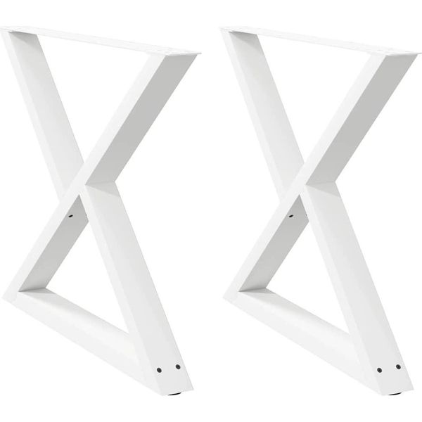 Vidaxl Gambe Del Tavolo Da Pranzo 2 Pezzi Bianco 90X(72-73,3) Cm Acciaio-image