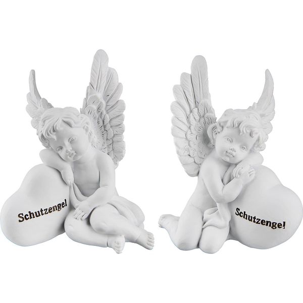 Gilde Figur, Engel, "Schutzengel"", Schriftzug, Poly, Weiß, Ve 6, 2 StüCk Wie Abgebildet, L. 10 Cm, B. 11 Cm, H. 14 Cm 55846"-image
