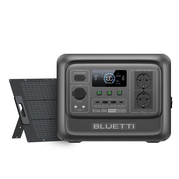 Bluetti Elite 100 V2 + 200W Stazione Di Alimentazione Portatile, Batteria Di Backup Da 1024Wh Con 2 Uscite Ac Da 1800W, Generatore Solare Per Il Campeggio, Interruzioni Di Corrente-image