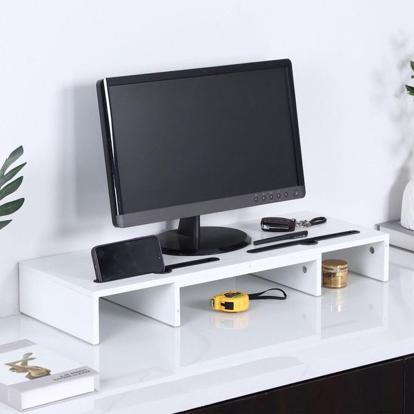 Supporto Per Doppio Monitor, Altezza Regolabile, Bianco-image