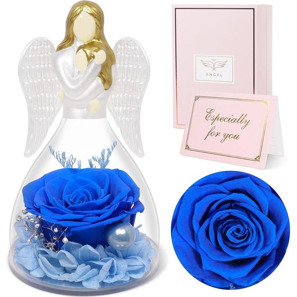 Figurina Di Angelo Con Rosa Eterna Regalo Per La Festa Della Mamma Decorazione Di Compleanno-image