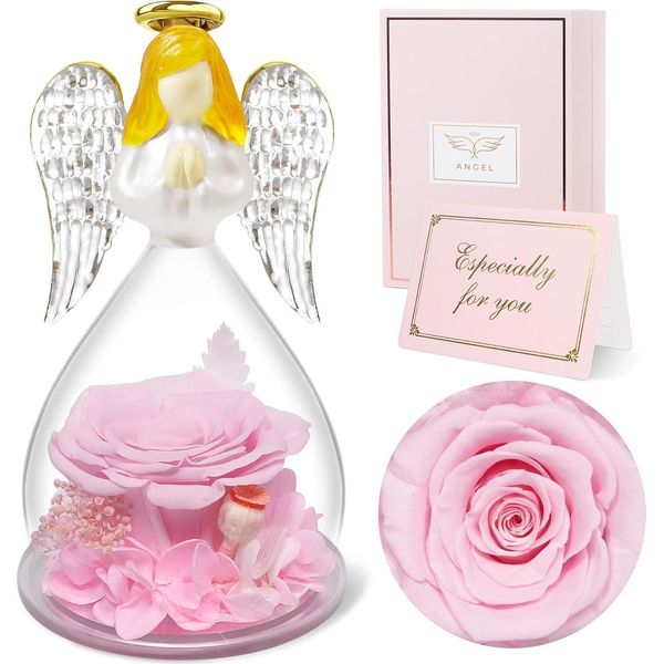 Figurina Di Angelo Con Rose Eterne Regalo Per Mamma Donna Decorazione-image