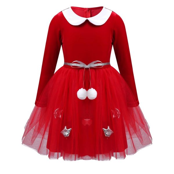 Ragazze Vestito Di Natale Taglia 110-116 Abito Da Festa Vestito Da Principessa A Maniche Lunghe Abito In Tulle Costume Di Natale Abito Da Ballo-image