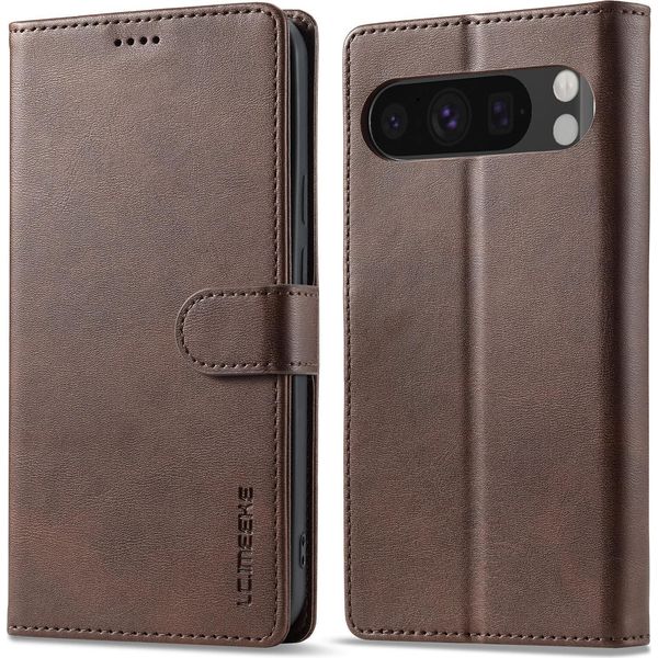 Custodia Per Google Pixel 9/Pixel 9 Pro Custodia Flip In Pelle Con Chiusura Magnetica E Supporto, Custodia Protettiva Marrone-image