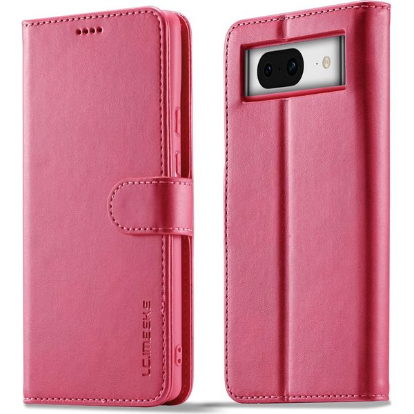Custodia Per Google Pixel 7A In Pelle Con Chiusura Magnetica E Supporto, Custodia Protettiva Rosa Caldo-image