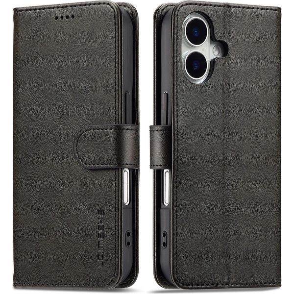 Custodia Per Iphone 17 Custodia Flip In Pelle Con Chiusura Magnetica E Supporto, Custodia Protettiva Nera-image
