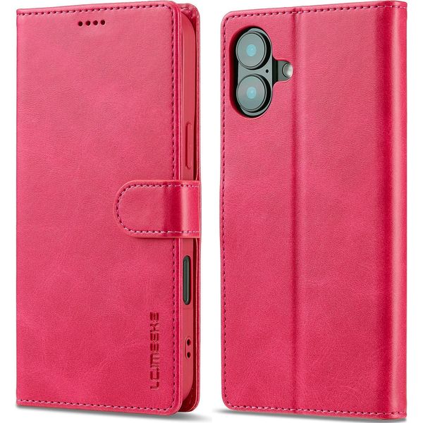 Custodia Per Iphone 16 Plus Custodia Flip In Pelle Con Chiusura Magnetica E Supporto, Custodia Protettiva Rosa Caldo-image